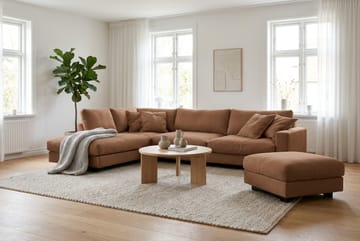 Valencia Sofagruppe Ekstra Dyp 4-seters Sjeselong Venstre + Fotskammel - Rustrødbrun - Møbler - Sofaer - Sofagrupper