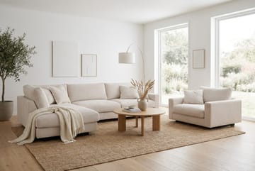 Valencia Sofagruppe Ekstra Dyp 4-seters Sjeselong Venstre + Lenestol - Offwhite - Møbler - Sofaer - Sofagrupper
