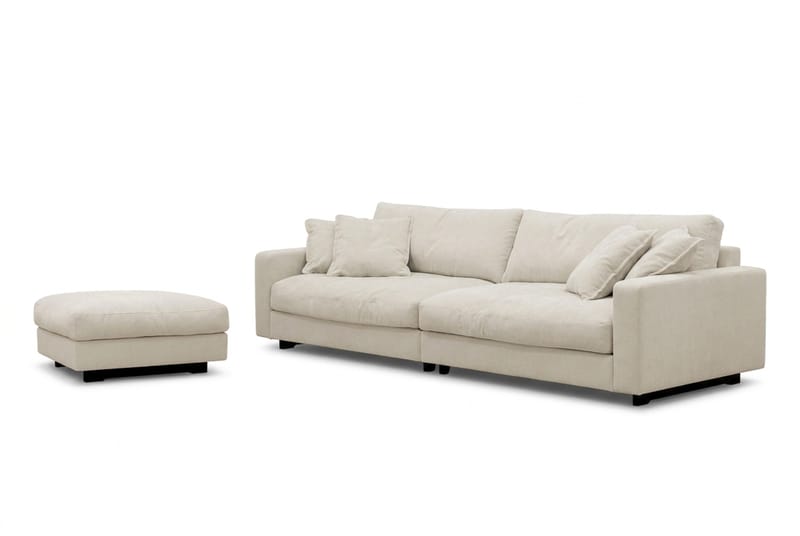 Valencia Sofagruppe Ekstra Dyp 4-seters Sofa + Fotskammel - Beige - Møbler - Sofaer - Sofagrupper