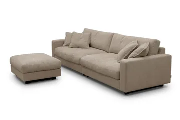 Valencia Sofagruppe Ekstra Dyp 4-seters Sofa + Fotskammel - Brun - Møbler - Sofaer - Sofagrupper