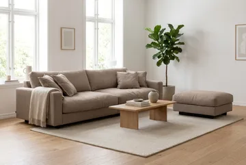 Valencia Sofagruppe Ekstra Dyp 4-seters Sofa + Fotskammel - Mørkebrun - Møbler - Sofaer - Sofagrupper