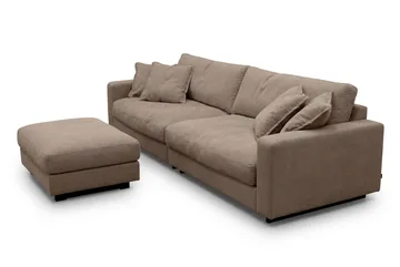 Valencia Sofagruppe Ekstra Dyp 4-seters Sofa + Fotskammel - Mørkebrun - Møbler - Sofaer - Sofagrupper