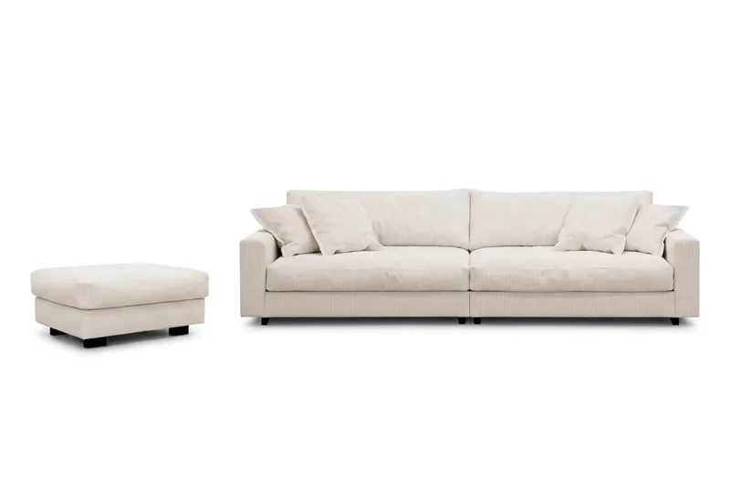 Valencia Sofagruppe Ekstra Dyp 4-seters Sofa + Fotskammel, Offwhite