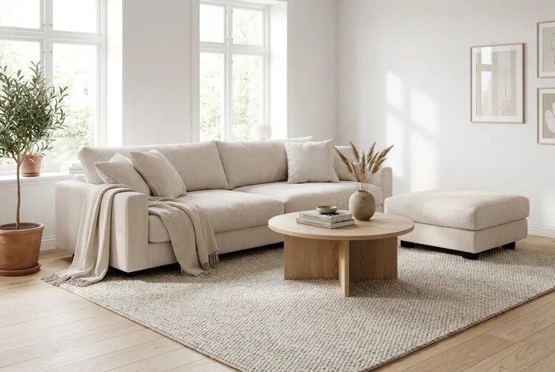 Valencia Sofagruppe Ekstra Dyp 4-seters Sofa + Fotskammel - Offwhite - Møbler - Sofaer - Sofagrupper