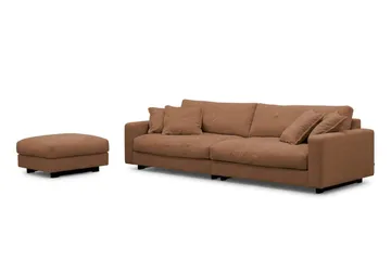 Valencia Sofagruppe Ekstra Dyp 4-seters Sofa + Fotskammel - Rustrødbrun - Møbler - Sofaer - Sofagrupper