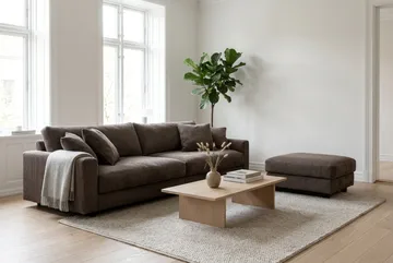 Valencia Sofagruppe Ekstra Dyp 4-seters Sofa + Fotskammel - Taupe - Møbler - Sofaer - Sofagrupper