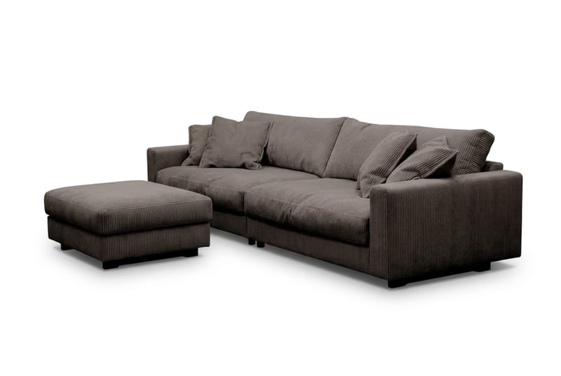 Valencia Sofagruppe Ekstra Dyp 4-seters Sofa + Fotskammel - Taupe - Møbler - Sofaer - Sofagrupper