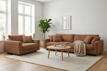 Valencia Sofagruppe Ekstra Dyp 4-seters Sofa + Lenestol - Rustrødbrun - Møbler - Sofaer - Sofagrupper