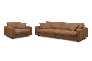 Valencia Sofagruppe Ekstra Dyp 4-seters Sofa + Lenestol - Rustrødbrun - Møbler - Sofaer - Sofagrupper