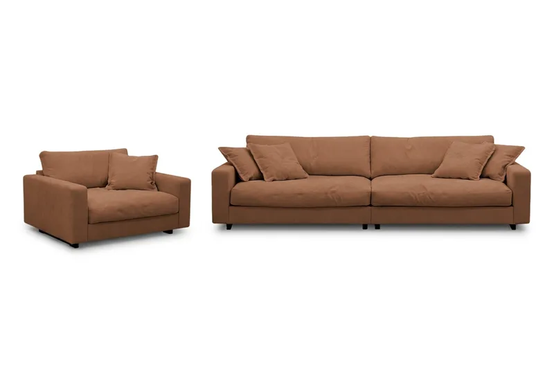 Valencia Sofagruppe Ekstra Dyp 4-seters Sofa + Lenestol, Rustrødbrun