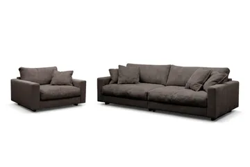 Valencia Sofagruppe Ekstra Dyp 4-seters Sofa + Lenestol - Taupe - Møbler - Sofaer - Sofagrupper