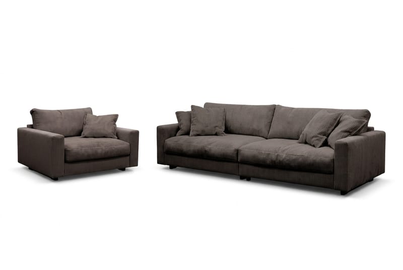 Valencia Sofagruppe Ekstra Dyp 4-seters Sofa + Lenestol - Taupe - Møbler - Sofaer - Sofagrupper