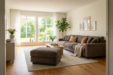 Valencia sofagruppe ekstra dyp 5-seters sofa + fotskammel - Brun - Møbler - Sofaer - Hjørnesofaer