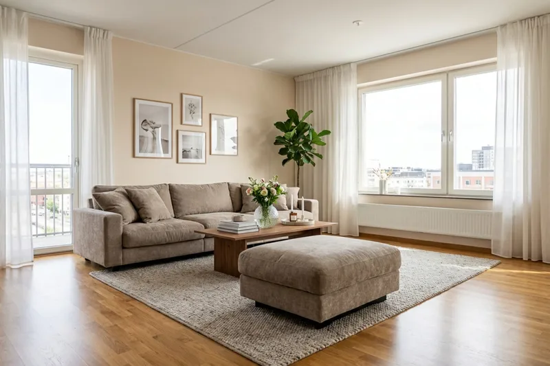 Valencia sofagruppe ekstra dyp 5-seters sofa + fotskammel i chenille - Brun - Møbler - Sofaer - Hjørnesofaer