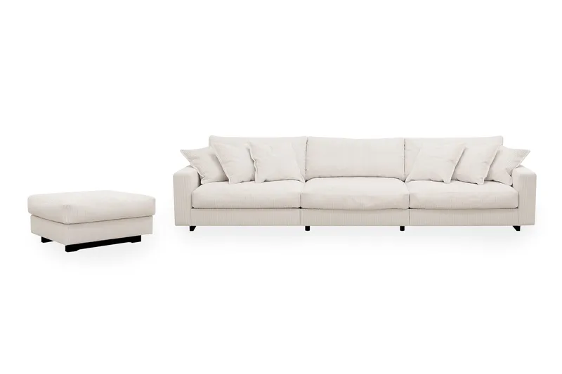 Valencia sofagruppe ekstra dyp 5-seters sofa + fotskammel, Offwhite