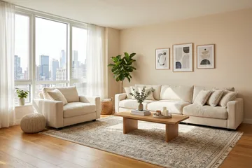 Valencia sofagruppe ekstra dyp 5-seters sofa + lenestol i chenille - Beige - Møbler - Sofaer - Sofagrupper