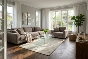 Valencia sofagruppe ekstra dyp 5-seters sofa + lenestol i chenille - Brun - Møbler - Sofaer - Sofagrupper