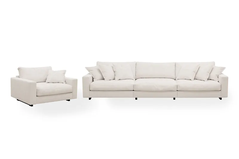 Valencia sofagruppe ekstra dyp 5-seters sofa + lenestol, Offwhite