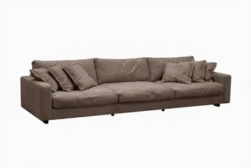 Valencia sofagruppe ekstra dyp 5-seters sofa + fotskammel i chenille - Mørk brun - Møbler - Sofaer - Hjørnesofaer