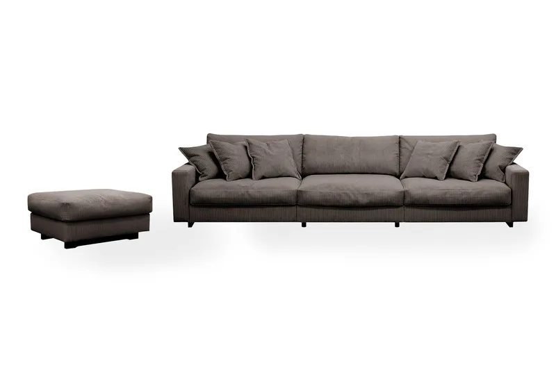 Valencia sofagruppe ekstra dyp 5-seters sofa + fotskammel, Mørkegrå