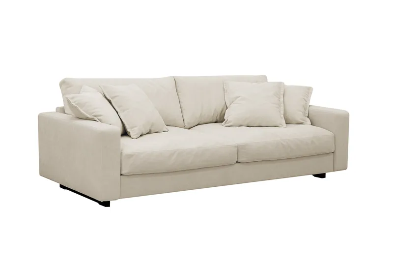 Valencia sofagruppe Extra Dyp 3-seters sofa + lenestol i chenille - Beige - Møbler - Sofaer - Sofagrupper