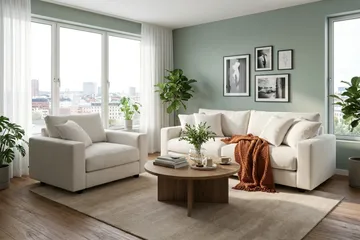 Valencia sofagruppe Extra Dyp 3-seters sofa + lenestol - Offwhite - Møbler - Sofaer - Sofagrupper
