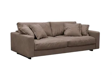 Valencia sofagruppe Extra Dyp 3-seters sofa + lenestol i chenille - Mørkebrun - Møbler - Sofaer - Sofagrupper