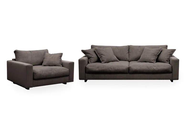 Valencia sofagruppe Extra Dyp 3-seters sofa + lenestol, Mørkegrå