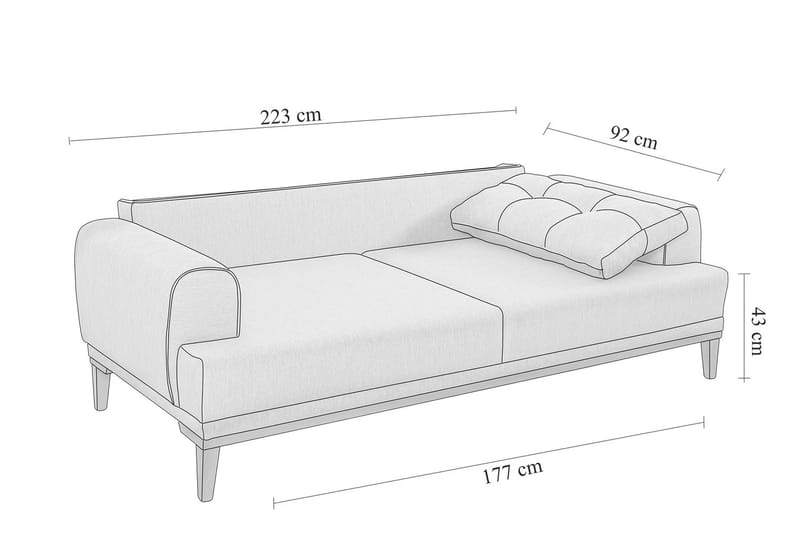 Valsot 3-seters Sofa - Grå - Møbler - Sofaer - 3 seter sofa