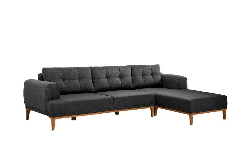 Valsot 4-seters Sofa med Divan, Antrasitt