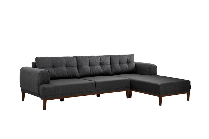Valsot 4-seters Sofa med Divan, Antrasitt