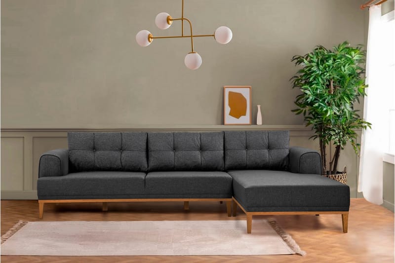 Valsot 4-seters Sofa med Divan - Antrasitt - Møbler - Sofaer - Sofaer med sjeselong - 4 seters sofa med divan