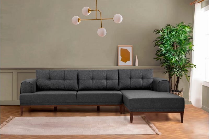 Valsot 4-seters Sofa med Divan - Antrasitt - Møbler - Sofaer - Sofaer med sjeselong - 4 seters sofa med divan