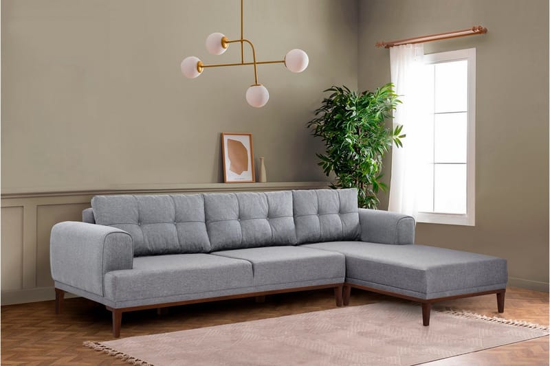 Valsot 4-seters Sofa med Divan - Grå - Møbler - Sofaer - Sofaer med sjeselong - 4 seters sofa med divan