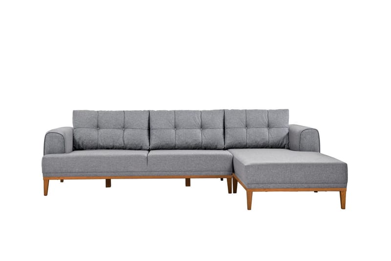 Valsot 4-seters Sofa med Divan - Grå - Møbler - Sofaer - Sofaer med sjeselong - 4 seters sofa med divan