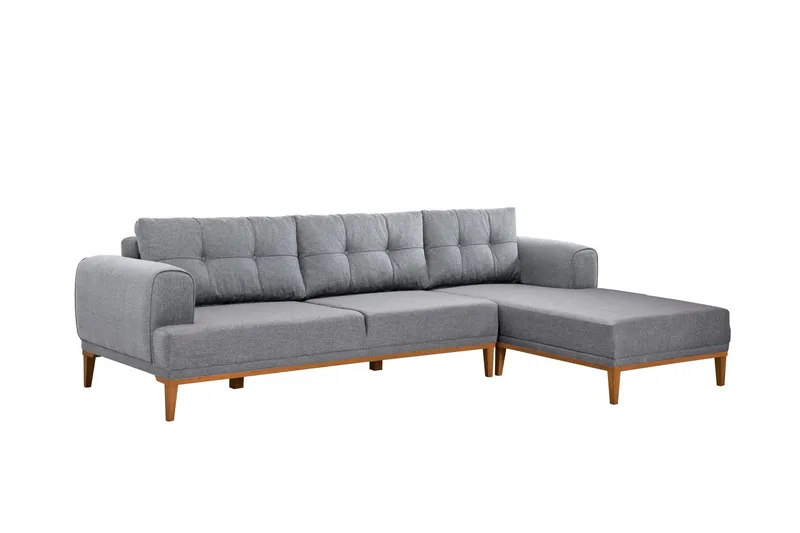 Valsot 4-seters Sofa med Divan, Grå