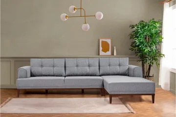 Valsot 4-seters Sofa med Divan - Grå - Møbler - Sofaer - Sofaer med sjeselong - 4 seters sofa med divan