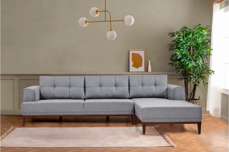 Valsot 4-seters Sofa med Divan - Grå - Møbler - Sofaer - Sofaer med sjeselong - 4 seters sofa med divan
