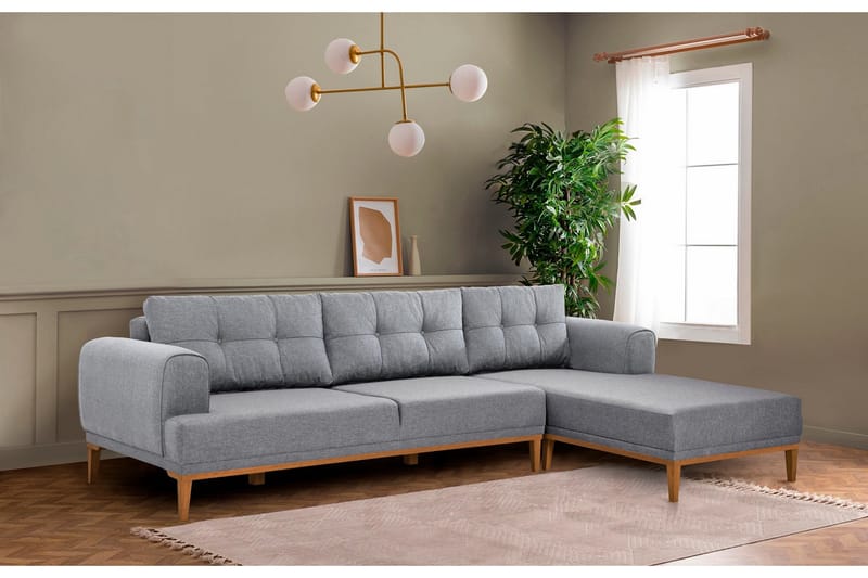 Valsot 4-seters Sofa med Divan - Grå - Møbler - Sofaer - Sofaer med sjeselong - 4 seters sofa med divan
