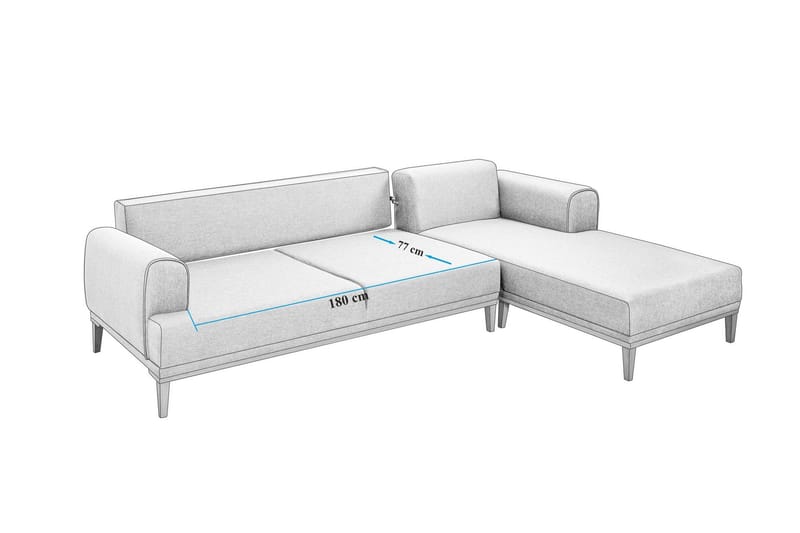 Valsot 4-seters Sofa med Divan - Grå - Møbler - Sofaer - Sofaer med sjeselong - 4 seters sofa med divan