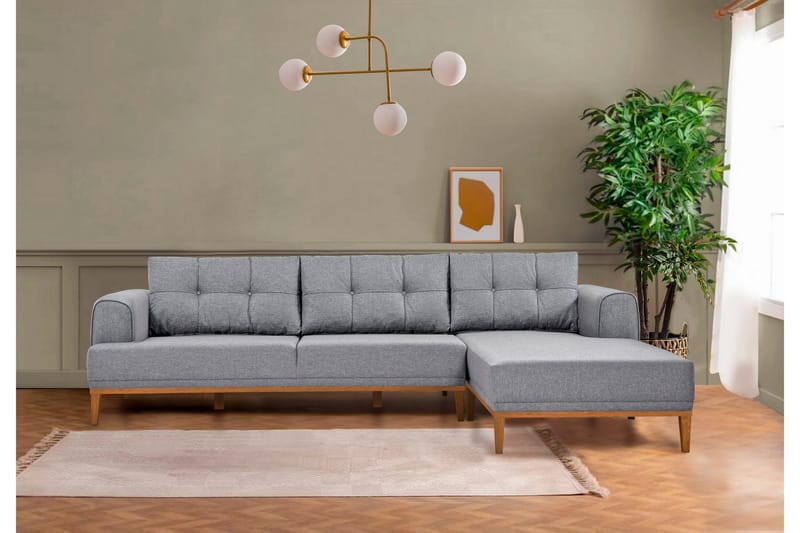 Valsot 4-seters Sofa med Divan - Grå - Møbler - Sofaer - Sofaer med sjeselong - 4 seters sofa med divan