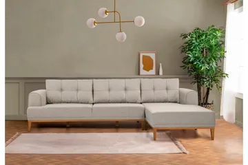 Valsot 4-seters Sofa med Divan - Krem - Møbler - Sofaer - Sofaer med sjeselong - 4 seters sofa med divan