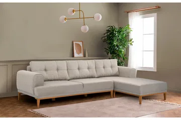 Valsot 4-seters Sofa med Divan - Krem - Møbler - Sofaer - Sofaer med sjeselong - 4 seters sofa med divan