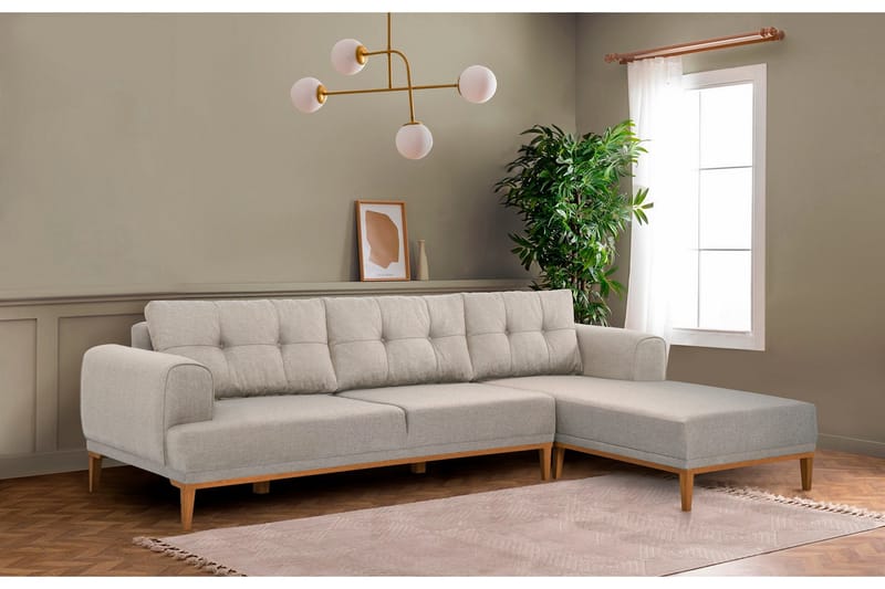 Valsot 4-seters Sofa med Divan - Krem - Møbler - Sofaer - Sofaer med sjeselong - 4 seters sofa med divan
