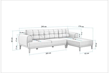 Valsot 4-seters Sofa med Divan - Krem - Møbler - Sofaer - Sofaer med sjeselong - 4 seters sofa med divan