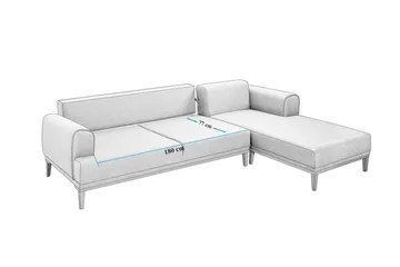 Valsot 4-seters Sofa med Divan - Krem - Møbler - Sofaer - Sofaer med sjeselong - 4 seters sofa med divan