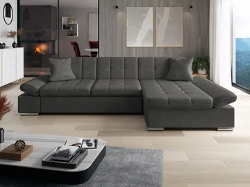 Vananda 4-seter Høyrevendt L-formet Sofa med Sjeselong i Stoff - Grå - Møbler - Sofaer - Sofaer med sjeselong