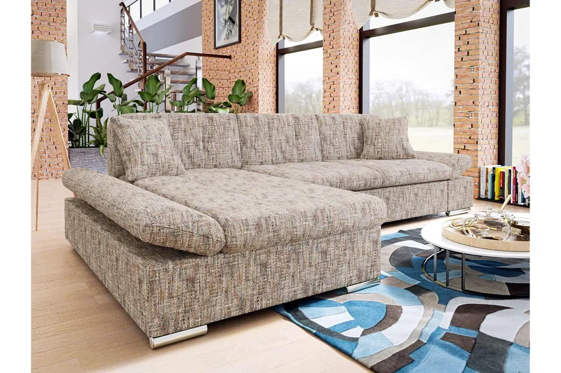 Vananda Sofa med Sjeselong 3-seter - Flerfarget/Beige - Møbler - Sofaer - Sofaer med sjeselong - 3 seters sofa med divan