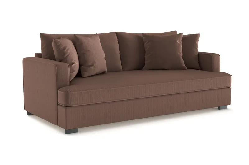 Vanlig sofa uten divan og sjeselong Scandinavian Choice Rossita Dyp 3-seters fløyelssofa Hel pute Brun - Møbler - Sofaer - 3 seter sofa