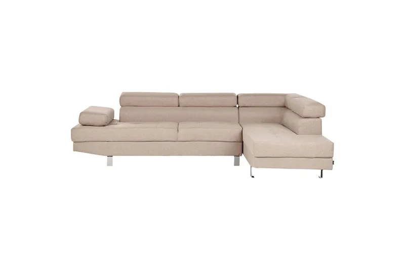 Vanlig Soffa med schäslong utan divan Beige, Silver
